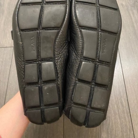 Prada Men's Black Textured Leather Driving Loafers Size 11.5 - Picture 11 of 14